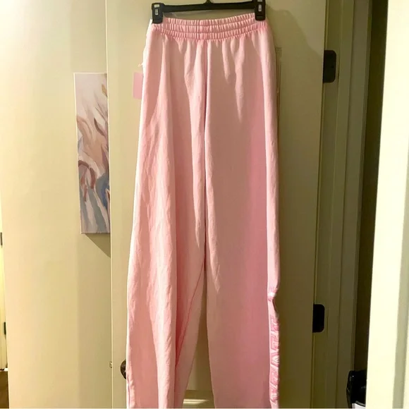 Victoria’s Secret Pink x LoveShackFancy Wide-Leg Sweatpants Pink Lollipop S Reg - Picture 2 of 7